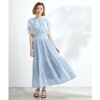 夏の主役シフォンプリントプリーツワンピース