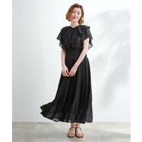 夏の主役シフォンプリントプリーツワンピース