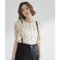 プリーツが彩る 華やか花柄ブラウス