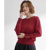 ON/OFF毎日使える！袖口ボタンドロップショルダーニット