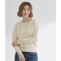 ON/OFF毎日使える！袖口ボタンドロップショルダーニット