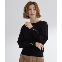 ON/OFF毎日使える！袖口ボタンドロップショルダーニット