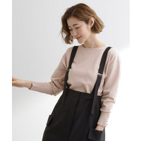 ON/OFF毎日使える！袖口ボタンドロップショルダーニット