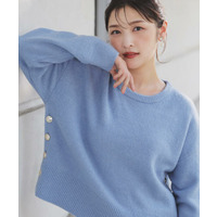 【石川梨華さん着用】【洗える】レイヤードにもおすすめ！サイド釦ニット