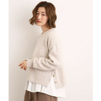 【石川梨華さん着用】【洗える】レイヤードにもおすすめ！サイド釦ニット