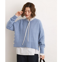 【石川梨華さん着用】【洗える】レイヤードにもおすすめ！サイド釦ニット