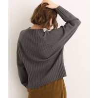 【石川梨華さん着用】【洗える】バックリブ切替ニット