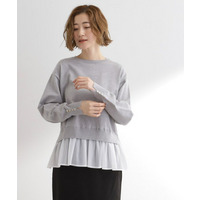 裾レイヤードニットプルオーバー