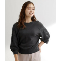 袖レース編みラグランスリーブニット