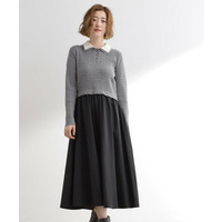【時短コーデ】ポロニットドッキングワンピース