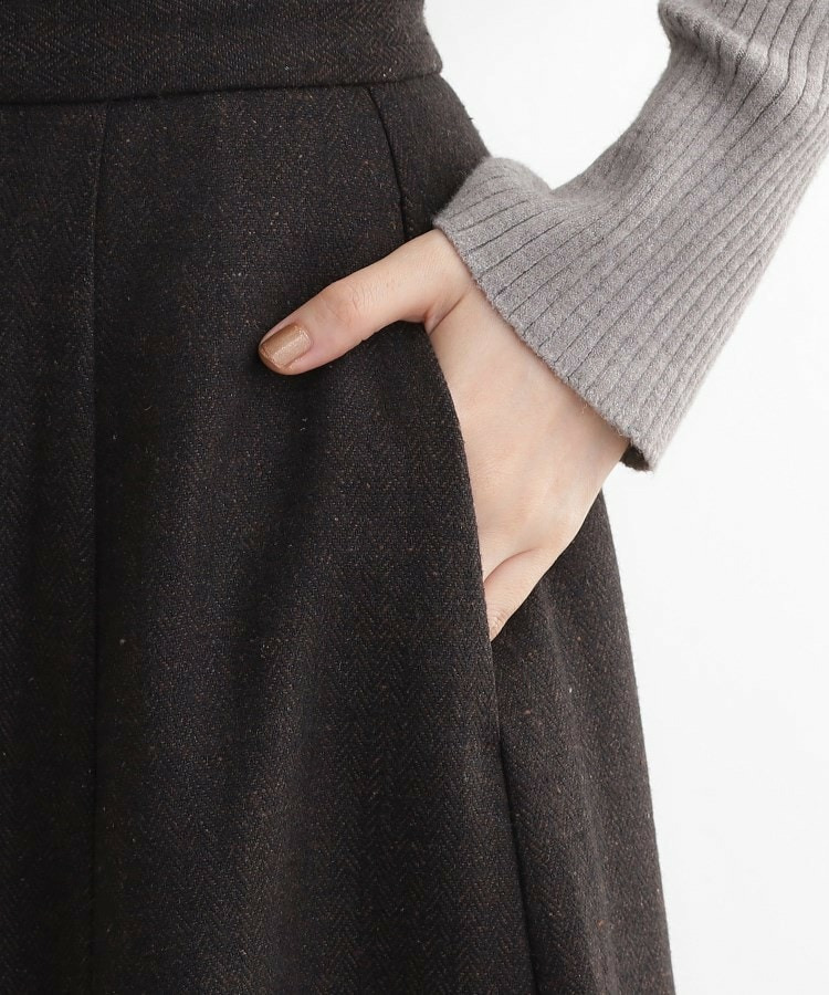 へリンボンツイードフレアマキシスカート18