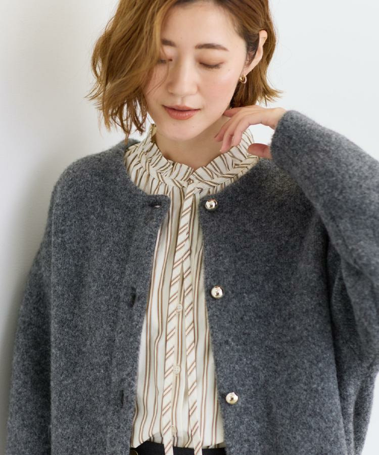 ふっくらやわらかく、毛混オーバーニットカーディガン3