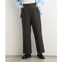 裏起毛デニムライクストレートワイドパンツ