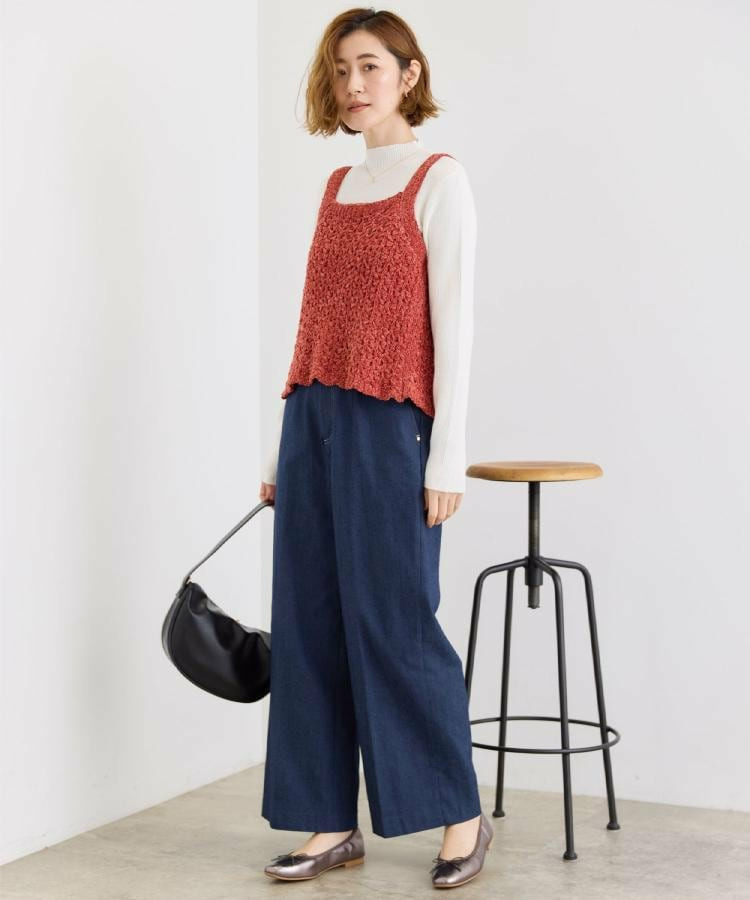 裏起毛デニムライクストレートワイドパンツ10