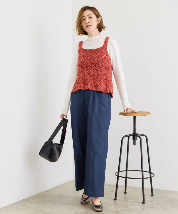 裏起毛デニムライクストレートワイドパンツ11