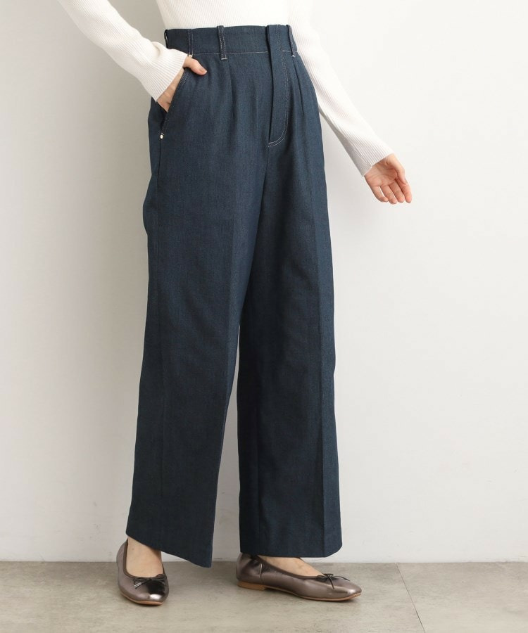 裏起毛デニムライクストレートワイドパンツ12