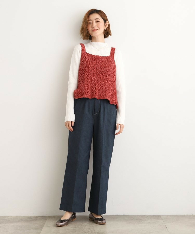 裏起毛デニムライクストレートワイドパンツ13