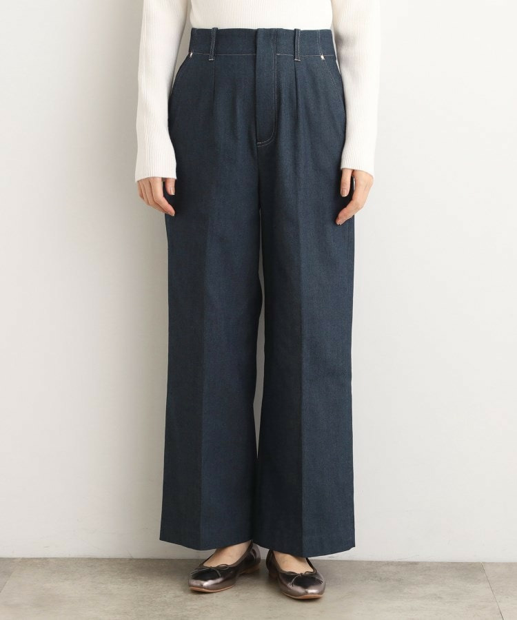 裏起毛デニムライクストレートワイドパンツ16