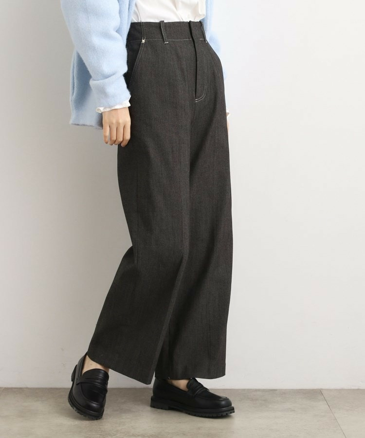 裏起毛デニムライクストレートワイドパンツ6