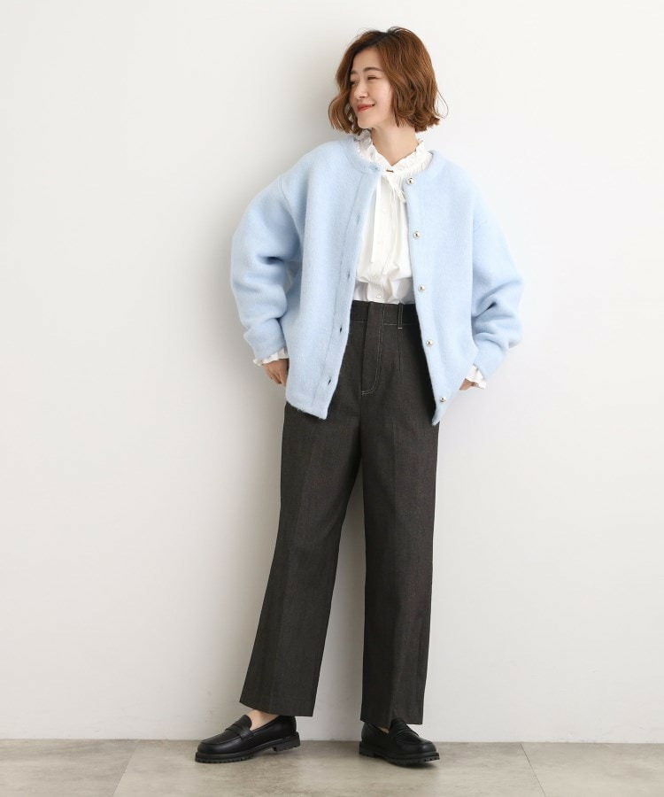 裏起毛デニムライクストレートワイドパンツ7