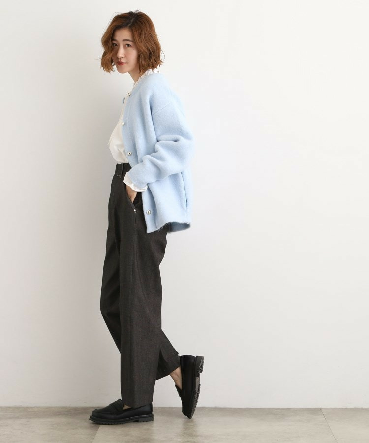 裏起毛デニムライクストレートワイドパンツ8
