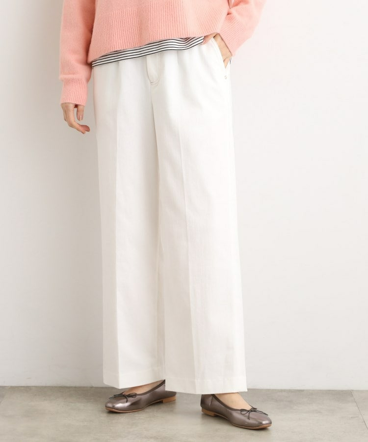 裏起毛デニムライクストレートワイドパンツ1