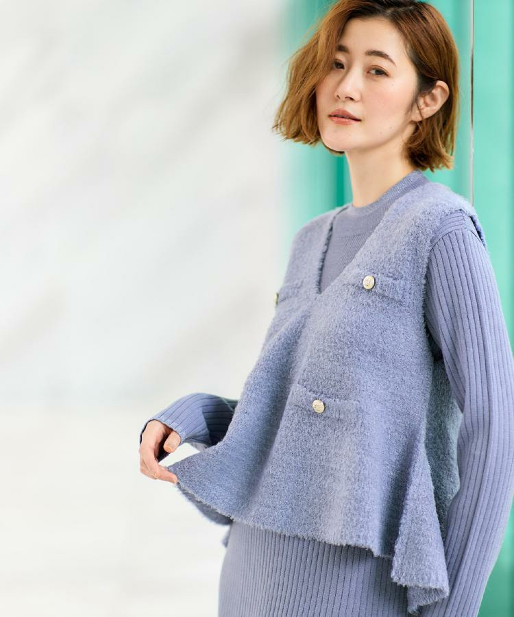 【2点SET/体型カバー】一枚で決まる、ペプラムベスト×ニットワンピース12