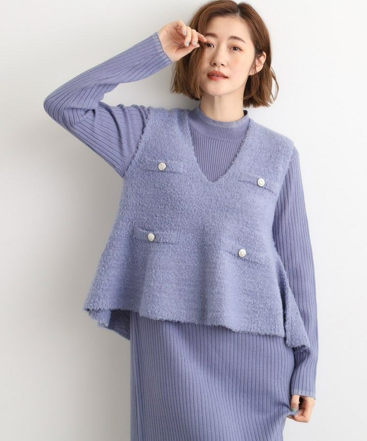 【2点SET/体型カバー】一枚で決まる、ペプラムベスト×ニットワンピース13