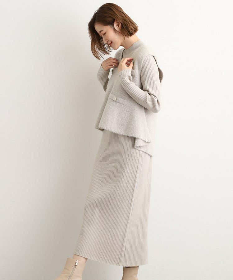 【2点SET/体型カバー】一枚で決まる、ペプラムベスト×ニットワンピース3