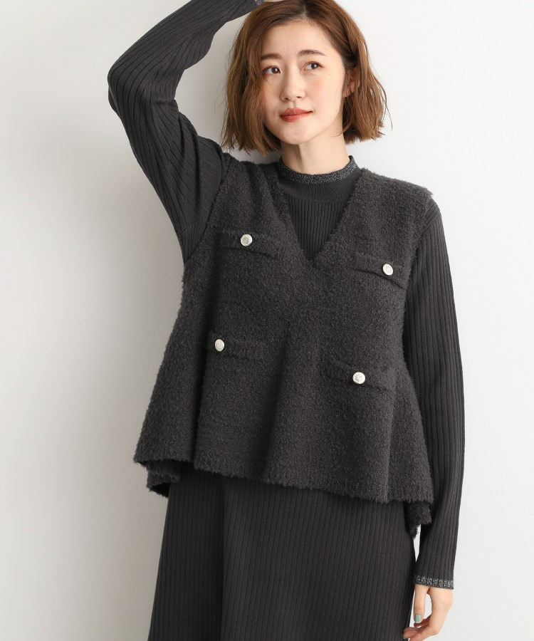 【2点SET/体型カバー】一枚で決まる、ペプラムベスト×ニットワンピース7