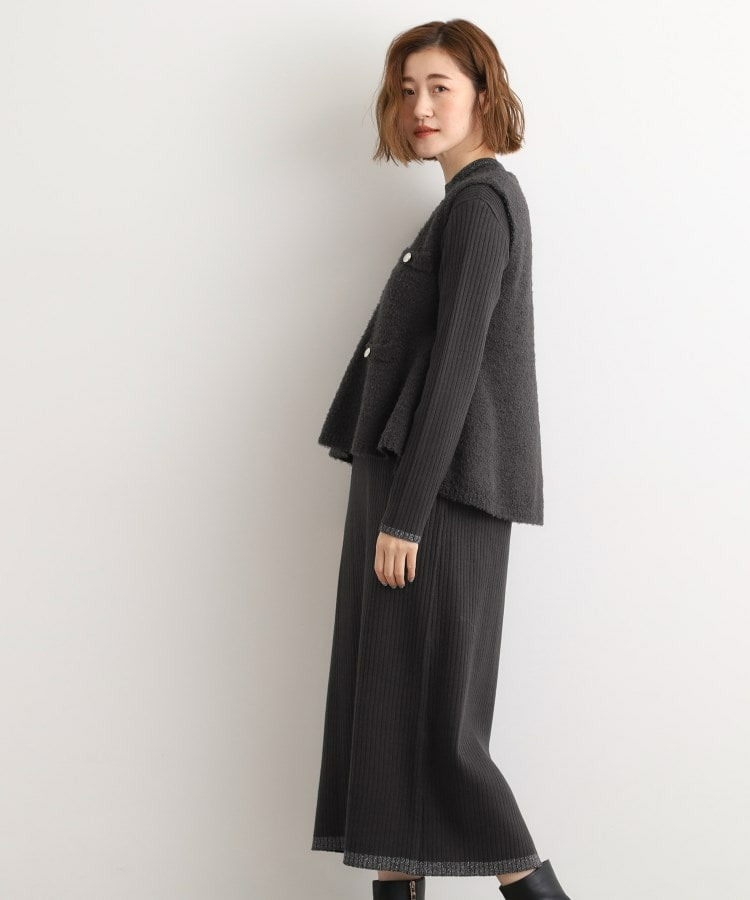 【2点SET/体型カバー】一枚で決まる、ペプラムベスト×ニットワンピース8