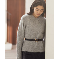 異素材ビッグカラーニット