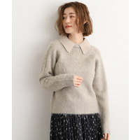 異素材ビッグカラーニット