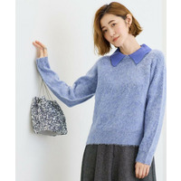 異素材ビッグカラーニット