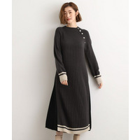 【選べる着丈】配色サイドプリーツニットワンピース