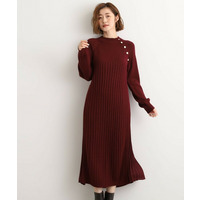 【選べる着丈】配色サイドプリーツニットワンピース