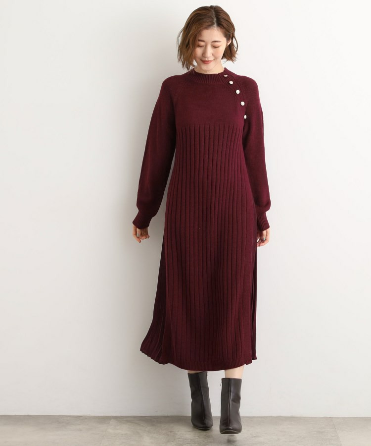 【選べる着丈】配色サイドプリーツニットワンピース12