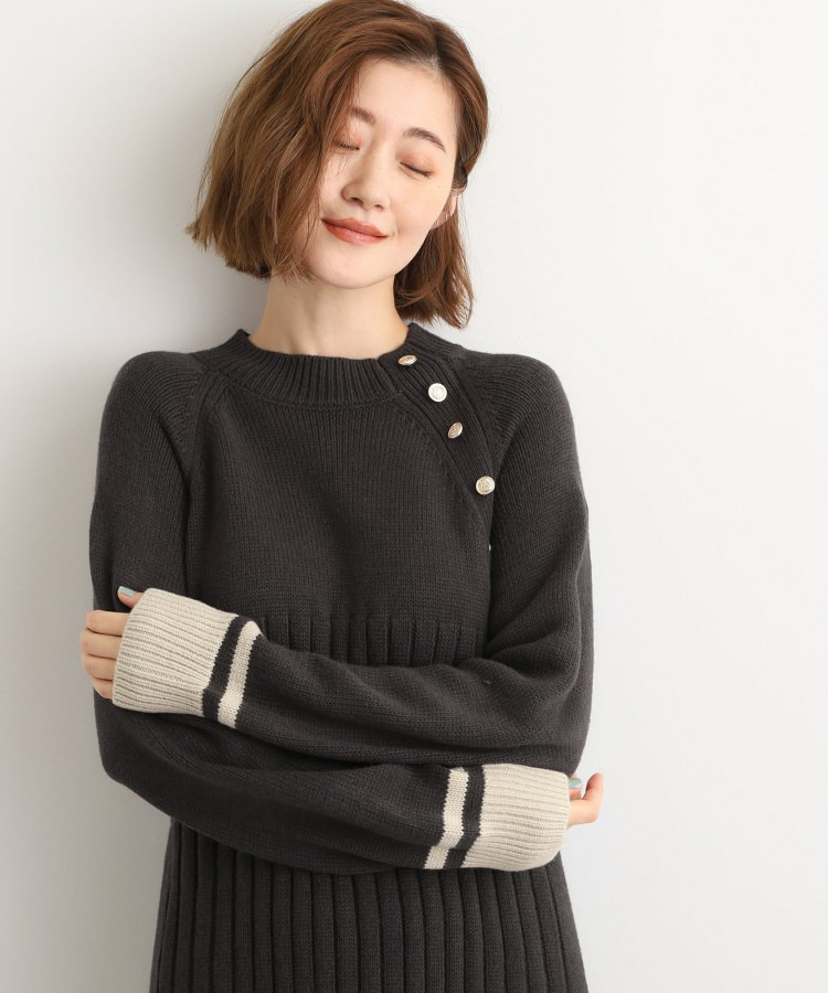 【選べる着丈】配色サイドプリーツニットワンピース2