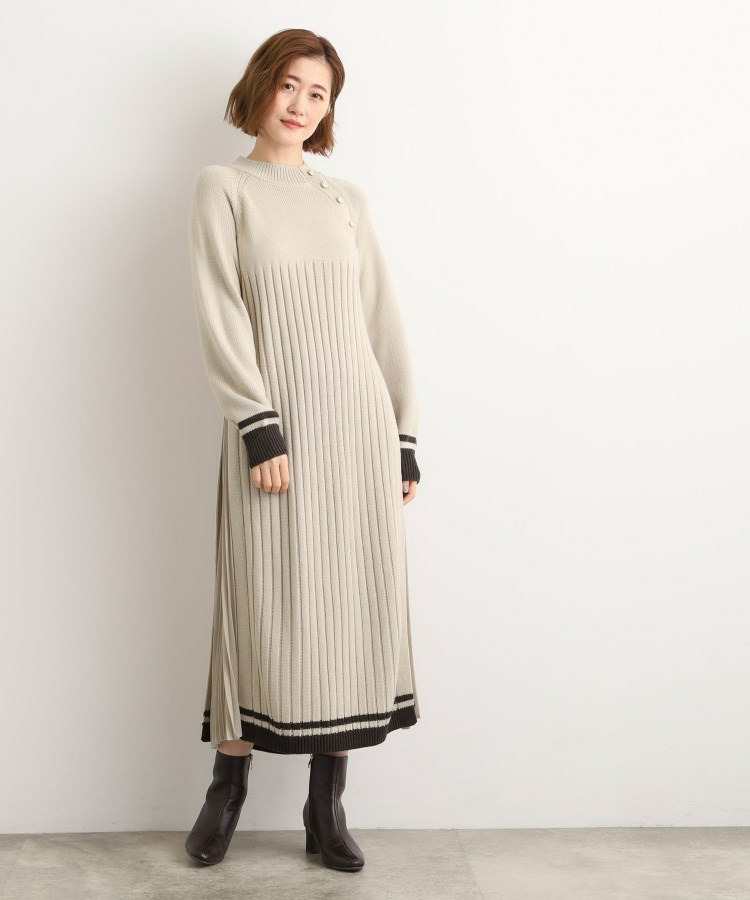 【選べる着丈】配色サイドプリーツニットワンピース8
