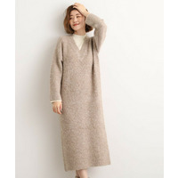 一枚でレイヤードコーデ完成！ブークレーニットワンピース