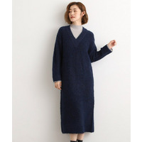 一枚でレイヤードコーデ完成！ブークレーニットワンピース