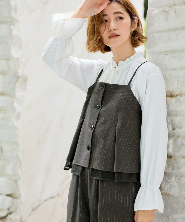 【2点SET/体型カバー】透け感とレイヤードで大人の遊び心を、ビスチェSET UP19