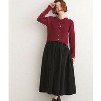 ケーブルニットドッキングワンピース