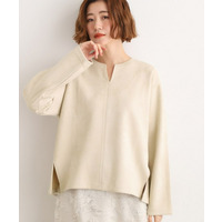 スエード調キーネックプルオーバー