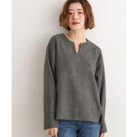 スエード調キーネックプルオーバー