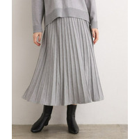 【SETUP可能】冬から春まで軽やかに　ラメラインニットプリーツスカート
