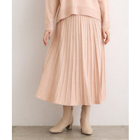 【SETUP可能】冬から春まで軽やかに　ラメラインニットプリーツスカート