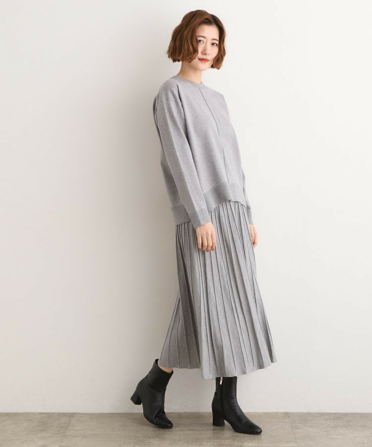 【SETUP可能】冬から春まで軽やかに ラメラインニットプリーツスカート3