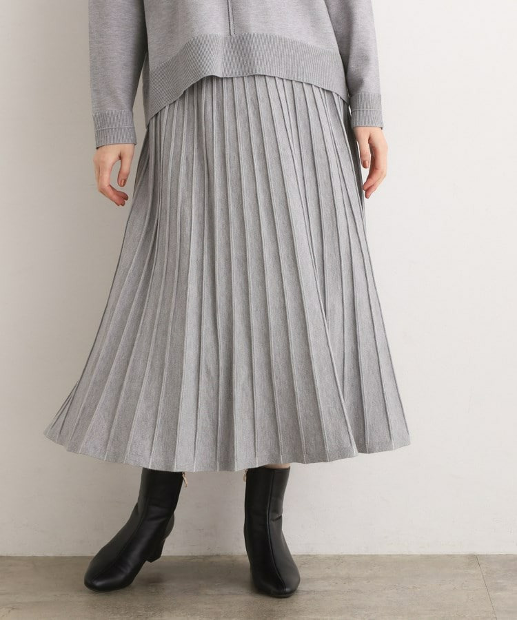 【SETUP可能】冬から春まで軽やかに ラメラインニットプリーツスカート1
