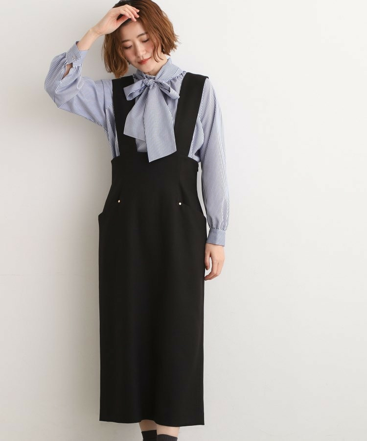 上品さと快適さを両立、美シルエットなハイウエストサス付きスカート6